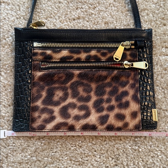 Brahmin leopard black croc gold crossbody bag calf hair leather handbag bag - Picture 7 of 8